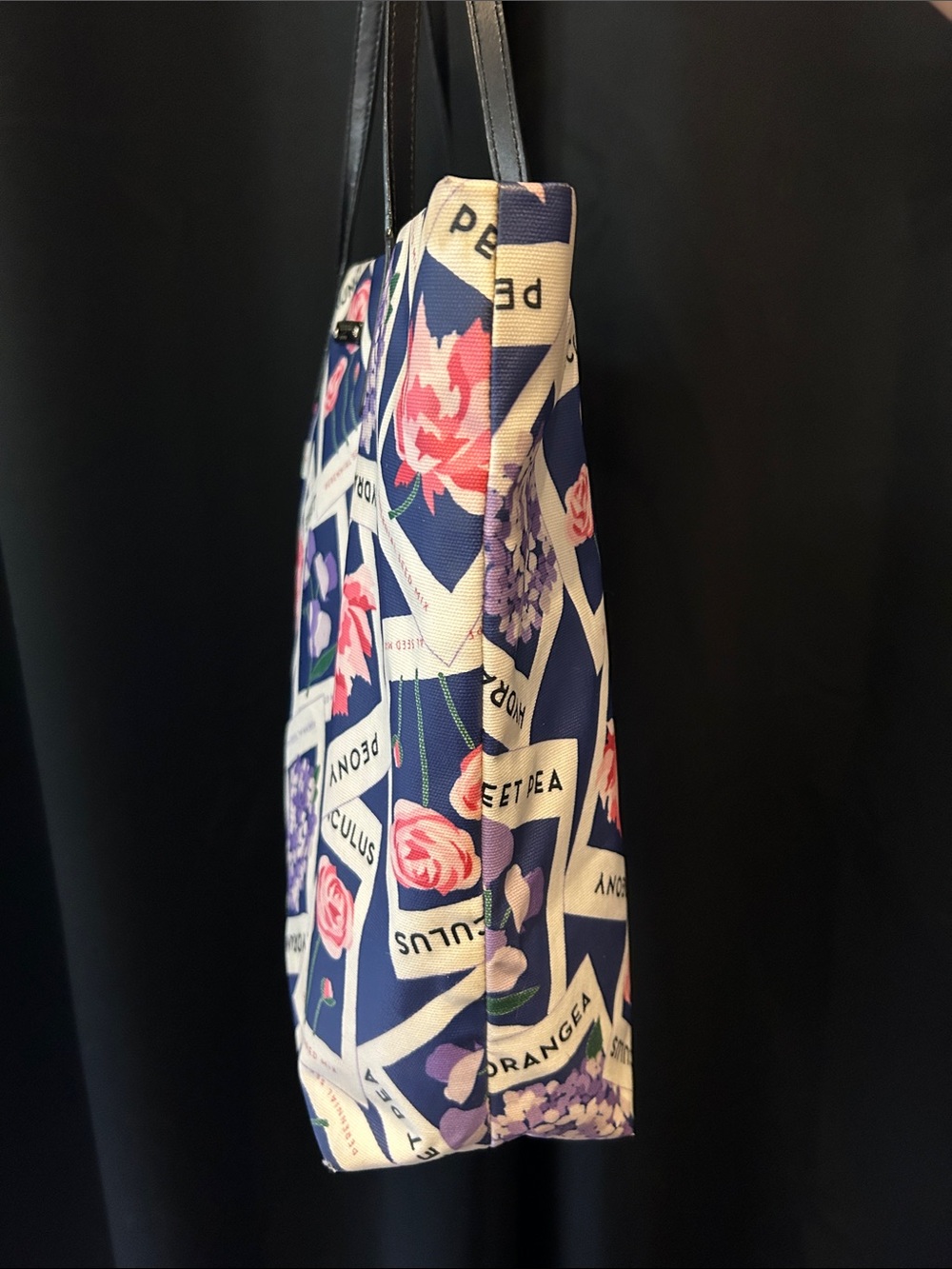 Kate Spade Turn Over a New Leaf Seed Packet Bon Tote bag - black leather handles - Picture 6 of 16
